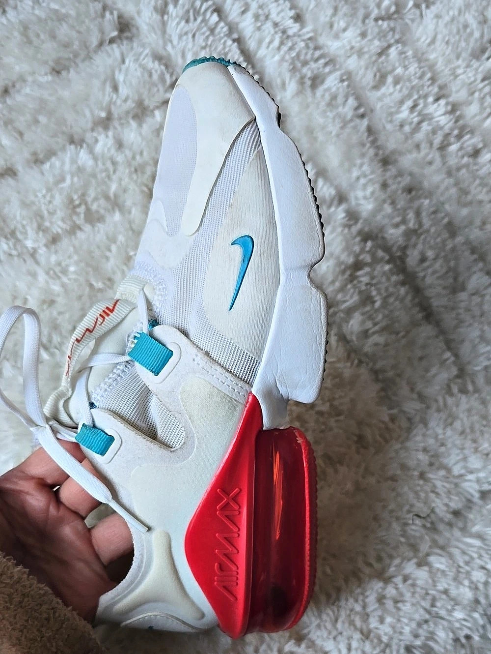 Nike Air Max 270 White & Red Sneakers